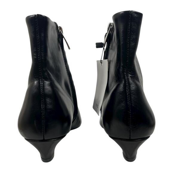 Mango MNG Square Toe Kitten Heel Leather Boots Black Size 36/ US 6 - Picture 9 of 13